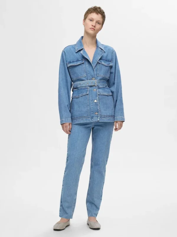 SELECTED SKÄRPFÖRSEDD JEANSJACKA Blue Shop