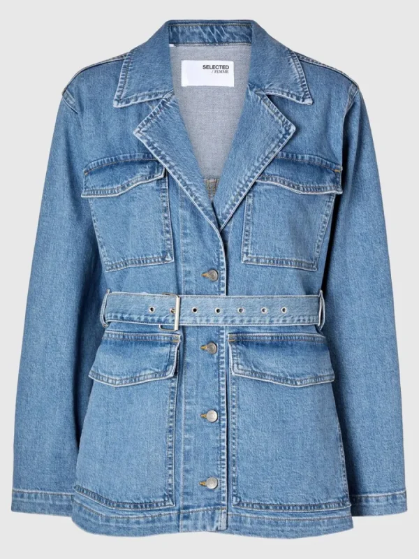 SELECTED SKÄRPFÖRSEDD JEANSJACKA Blue Shop