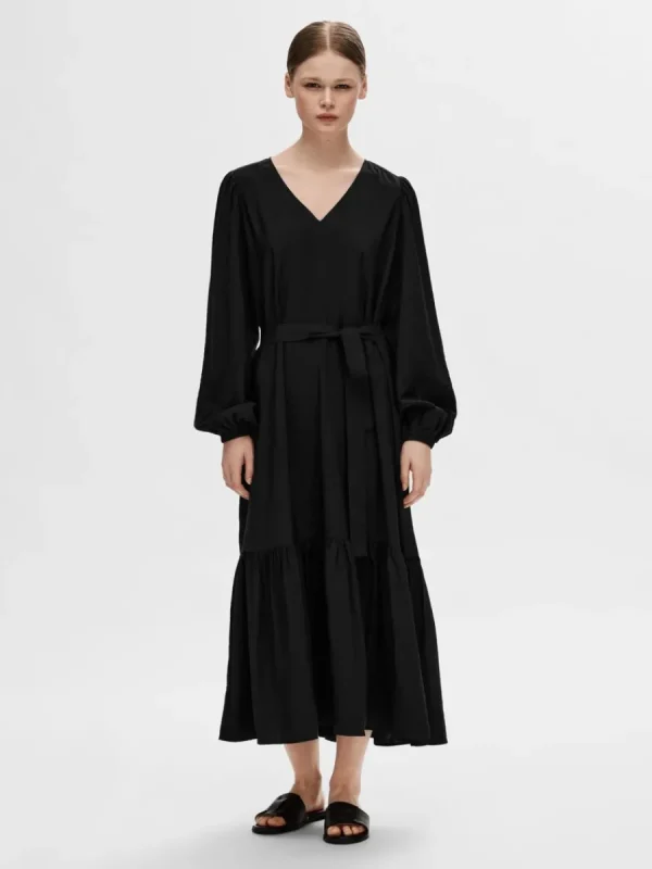 SELECTED SKÄRPFÖRSEDD MAXIKLÄNNING Black Clearance