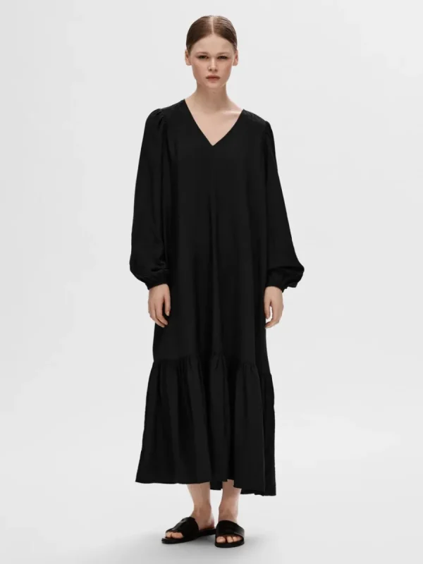 SELECTED SKÄRPFÖRSEDD MAXIKLÄNNING Black Clearance