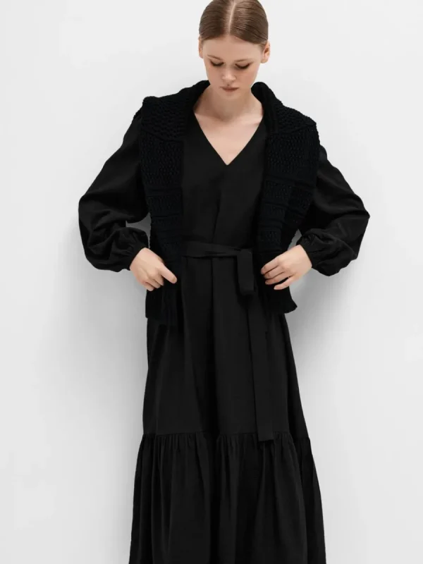 SELECTED SKÄRPFÖRSEDD MAXIKLÄNNING Black Clearance