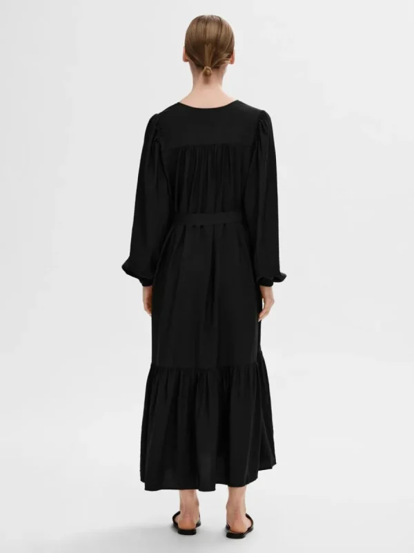SELECTED SKÄRPFÖRSEDD MAXIKLÄNNING Black Clearance