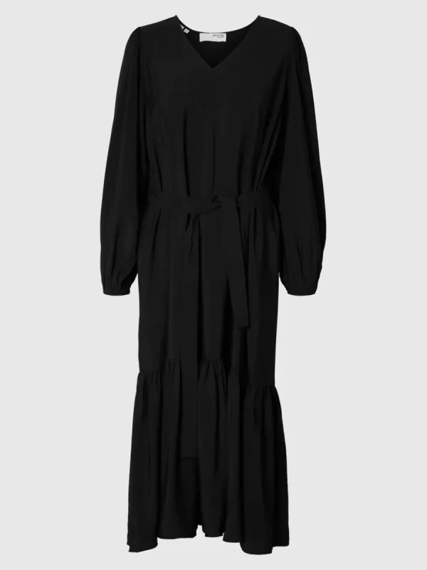 SELECTED SKÄRPFÖRSEDD MAXIKLÄNNING Black Clearance