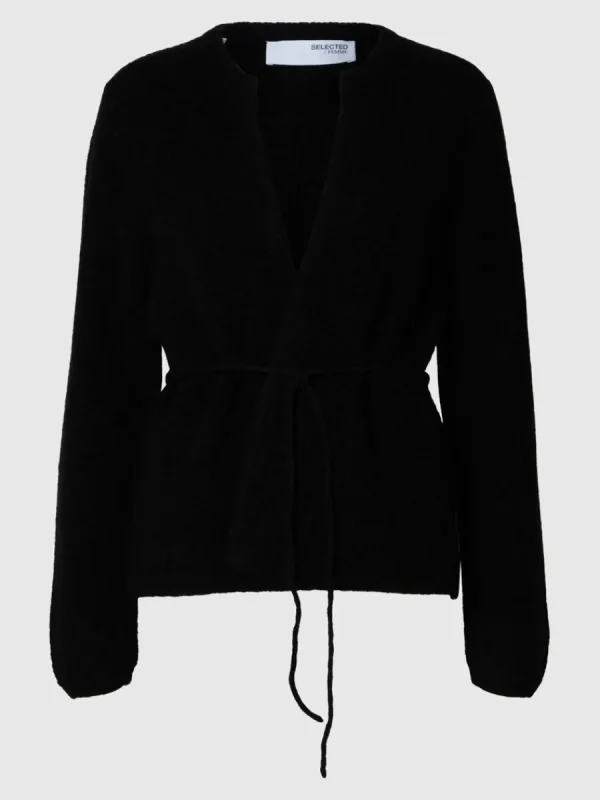 SELECTED SKÄRPFÖRSEDD STICKAD KOFTA Black Fashion