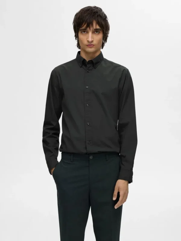 SELECTED SLIM FIT BOMULL SKJORTA Black Cheap