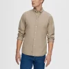 SELECTED SLIM FIT BOMULL SKJORTA Brown Sale