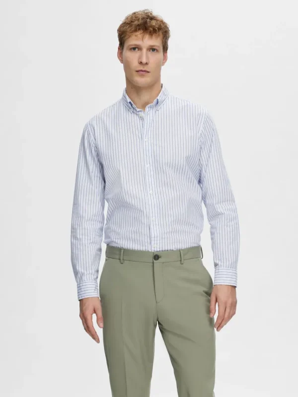 SELECTED SLIM FIT BOMULL SKJORTA Blue Discount
