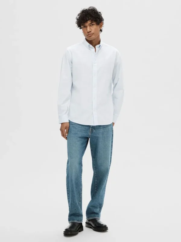 SELECTED SLIM FIT BOMULL SKJORTA Blue Discount