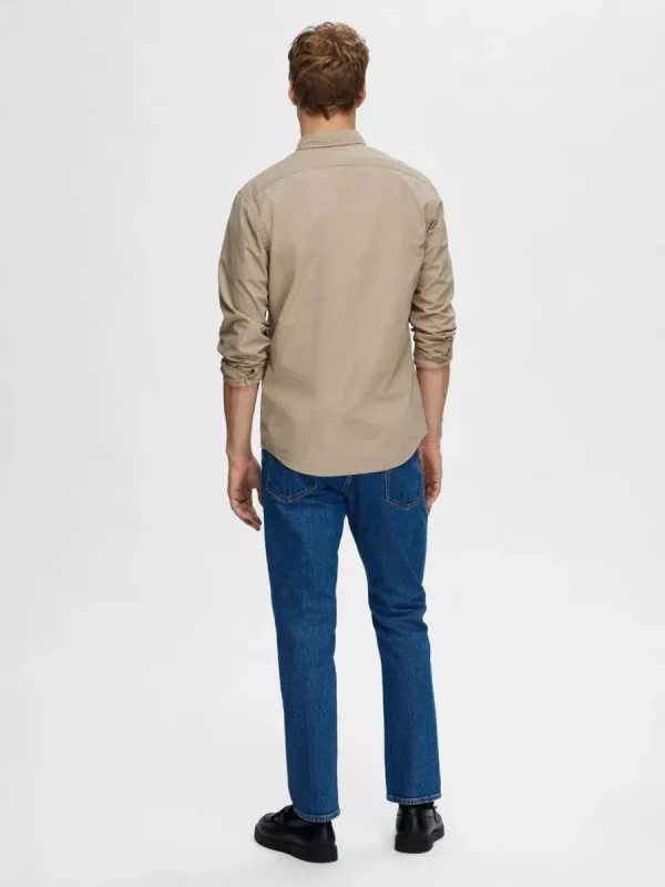 SELECTED SLIM FIT BOMULL SKJORTA Brown Sale