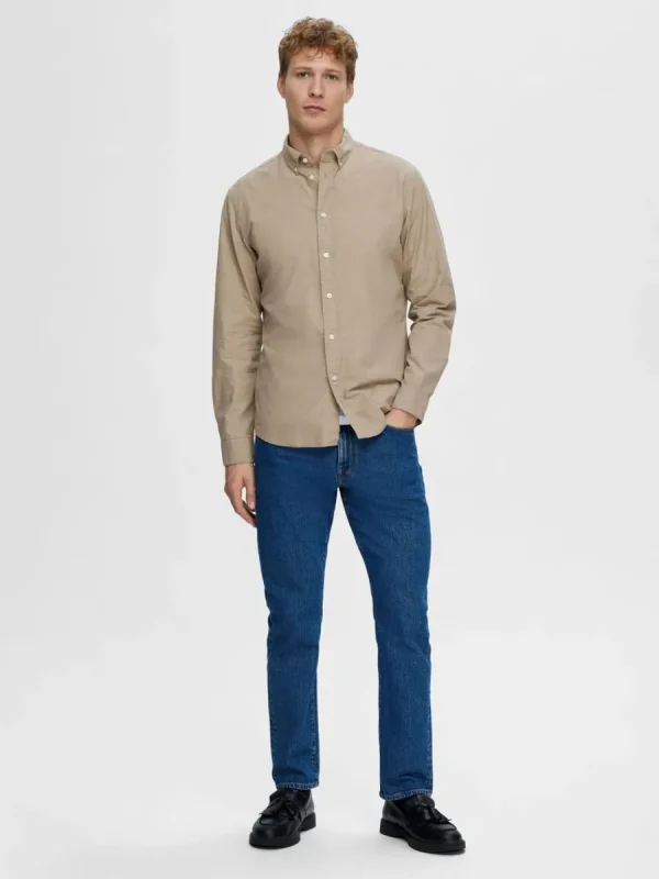 SELECTED SLIM FIT BOMULL SKJORTA Brown Sale