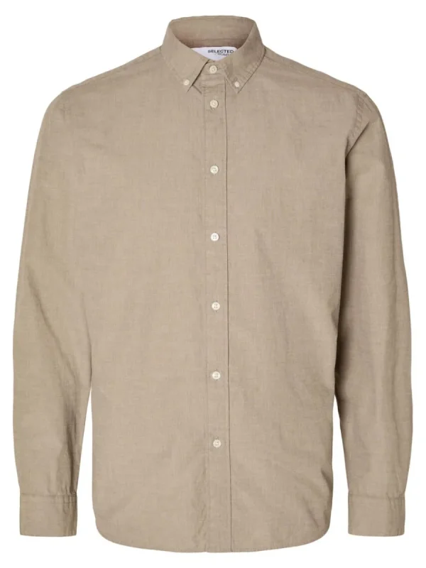 SELECTED SLIM FIT BOMULL SKJORTA Brown Sale