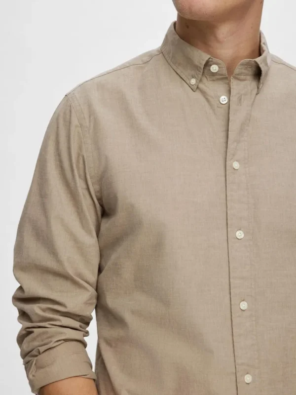 SELECTED SLIM FIT BOMULL SKJORTA Brown Sale