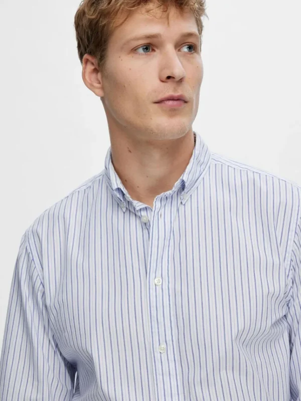 SELECTED SLIM FIT BOMULL SKJORTA Blue Discount