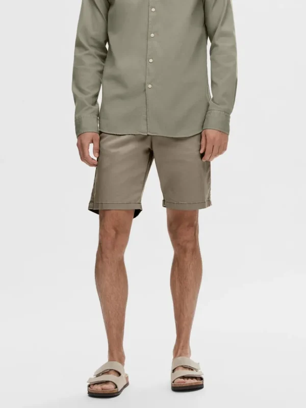 SELECTED SLIM FIT CHINOSHORTS Brown Hot