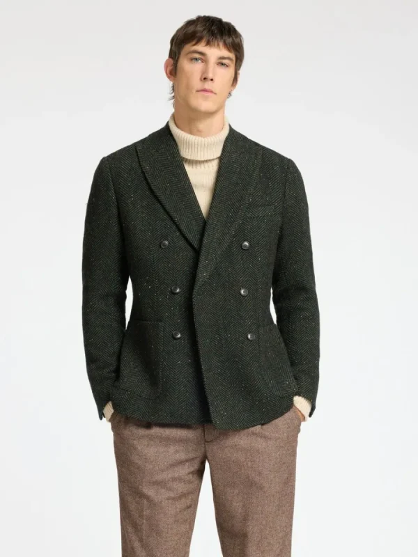 SELECTED SLIM FIT FISKBEN DUBBELKNÄPPT KAVAJ Green Cheap