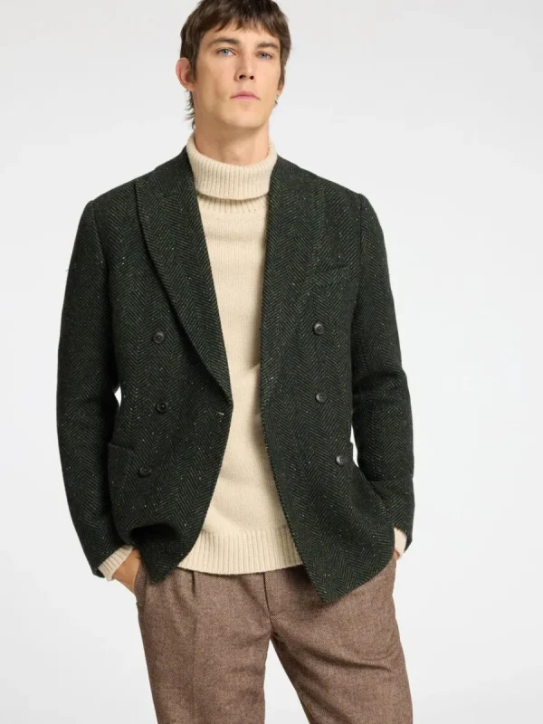 SELECTED SLIM FIT FISKBEN DUBBELKNÄPPT KAVAJ Green Cheap