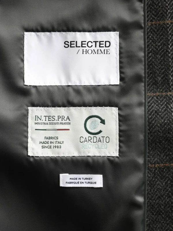 SELECTED SLIM FIT RUTIG KAVAJ Grey Hot