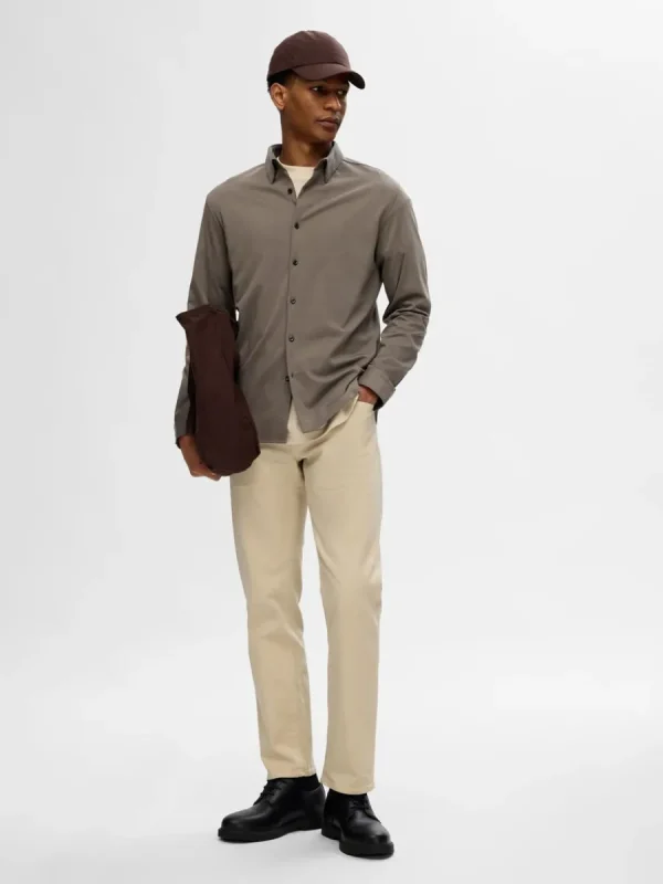 SELECTED SLIM FIT SKJORTA Brown Discount