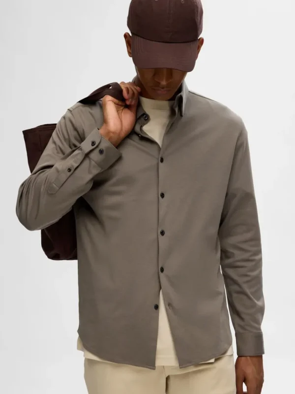 SELECTED SLIM FIT SKJORTA Brown Discount