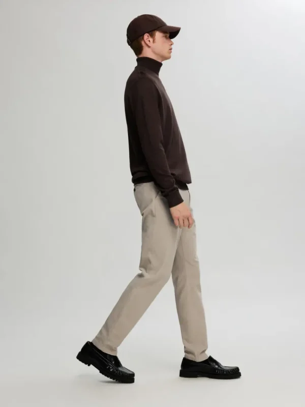 SELECTED 175 SLIM FIT STRUKTURERAD CHINOS Beige Discount