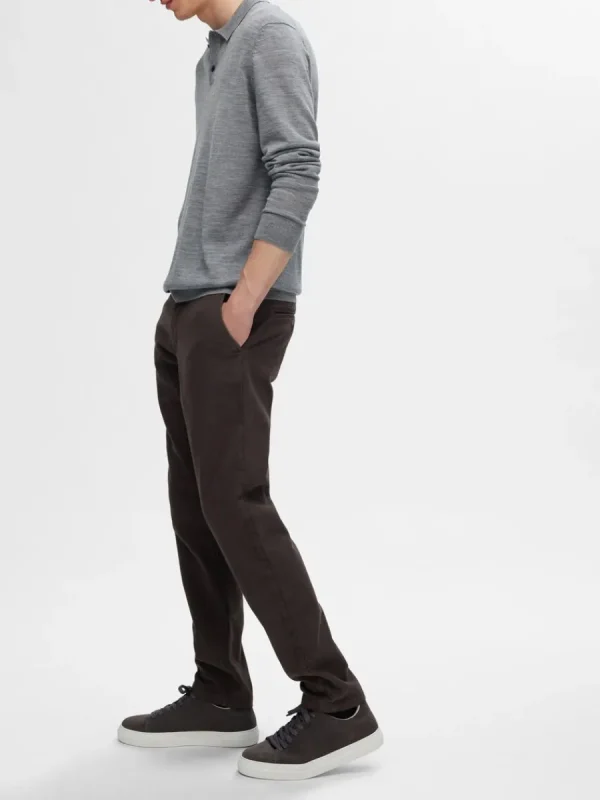 SELECTED 175 SLIM FIT STRUKTURERAD CHINOS Brown Store