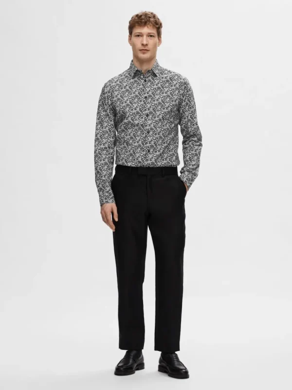 SELECTED SLIM FIT TRYCKT SKJORTA Black Shop