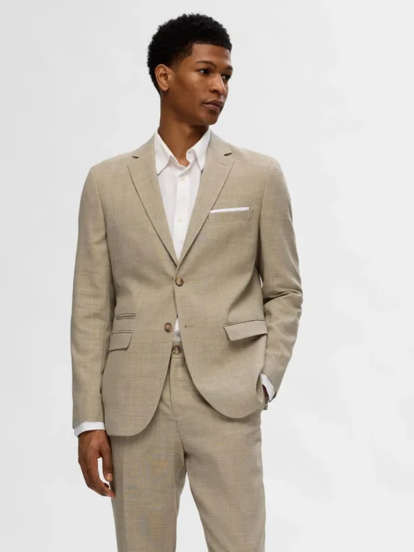SELECTED SMAL PASSFORM ENKELKNÄPPT KAVAJ Beige Best Sale