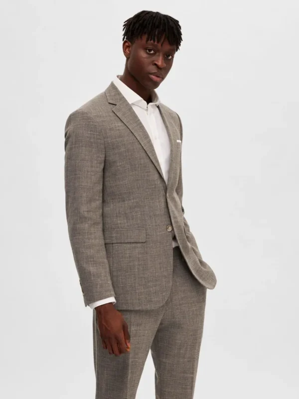 SELECTED SMAL PASSFORM ENKELKNÄPPT KAVAJ Brown Fashion