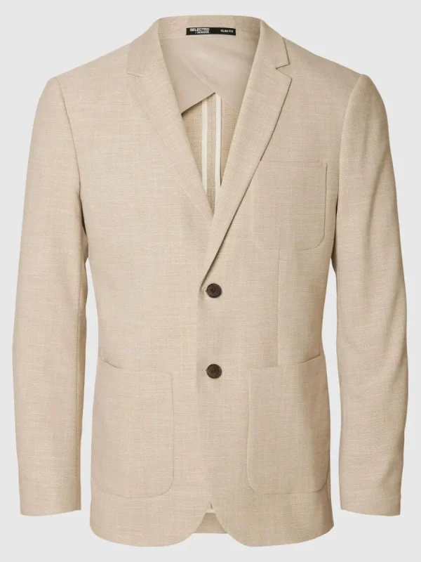 SELECTED SMAL PASSFORM ENKELKNÄPPT KAVAJ Beige Best Sale