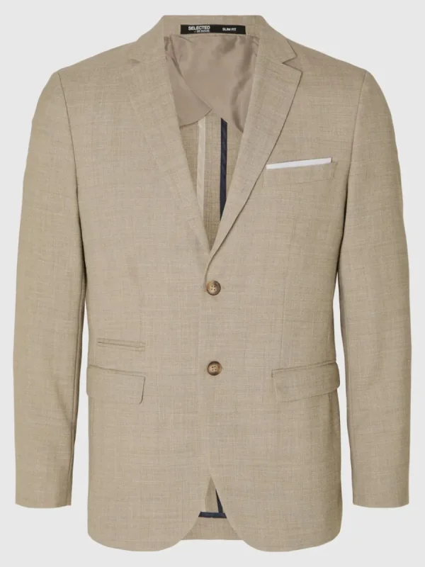SELECTED SMAL PASSFORM ENKELKNÄPPT KAVAJ Beige Best Sale