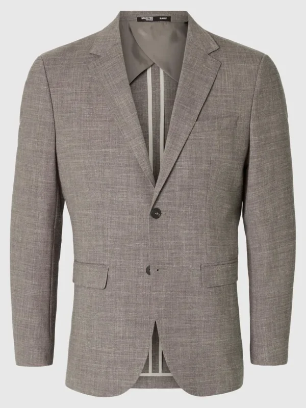 SELECTED SMAL PASSFORM ENKELKNÄPPT KAVAJ Brown Fashion