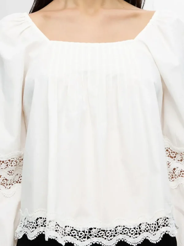 SELECTED SPETS LÅNGÄRMAD BLUS White Store