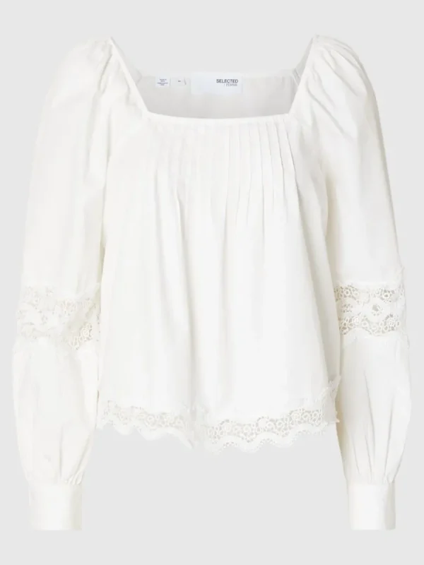 SELECTED SPETS LÅNGÄRMAD BLUS White Store