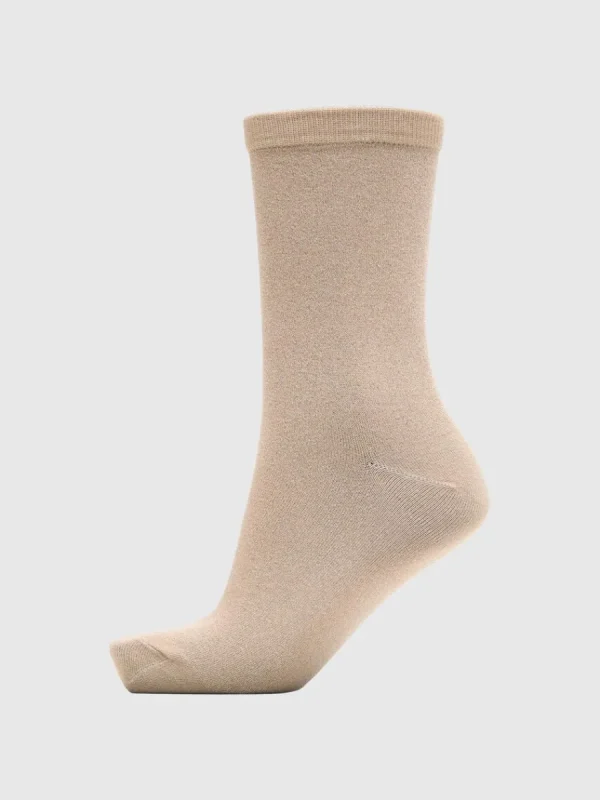 SELECTED STICKAD GLITTER STRUMPOR Beige Online