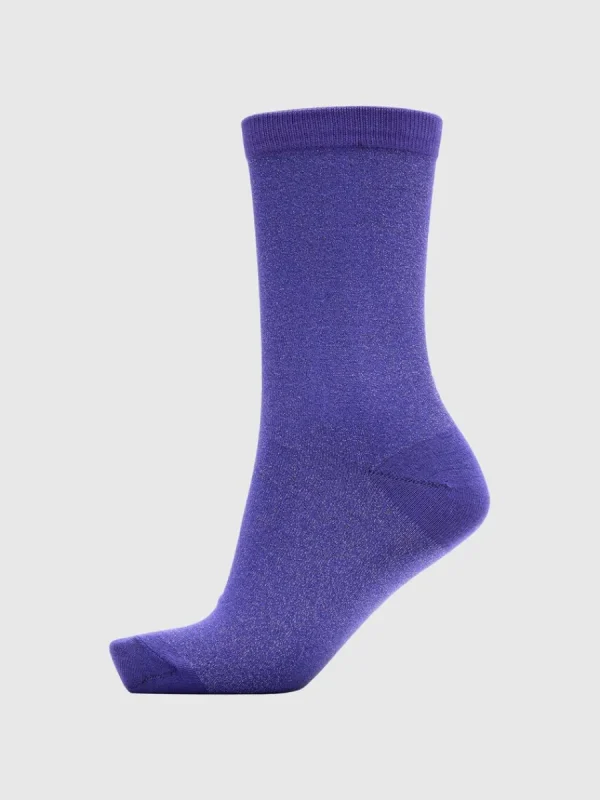 SELECTED STICKAD GLITTER STRUMPOR Purple Shop
