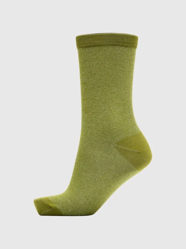 SELECTED STICKAD GLITTER STRUMPOR Green Sale