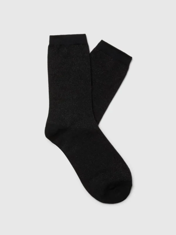 SELECTED STICKAD GLITTER STRUMPOR Black Discount