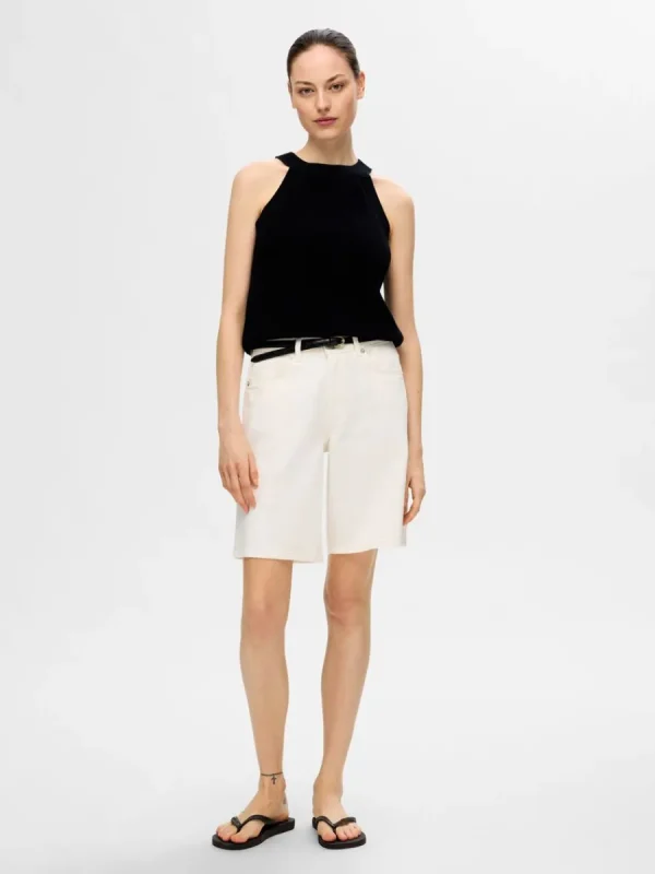 SELECTED STICKAD HALTERNECK TOPP Black Best