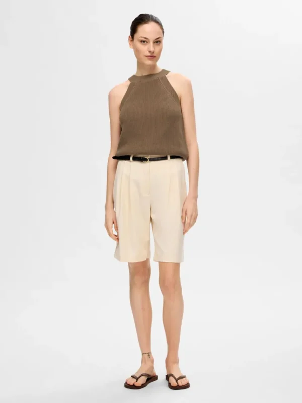 SELECTED STICKAD HALTERNECK TOPP Brown Online