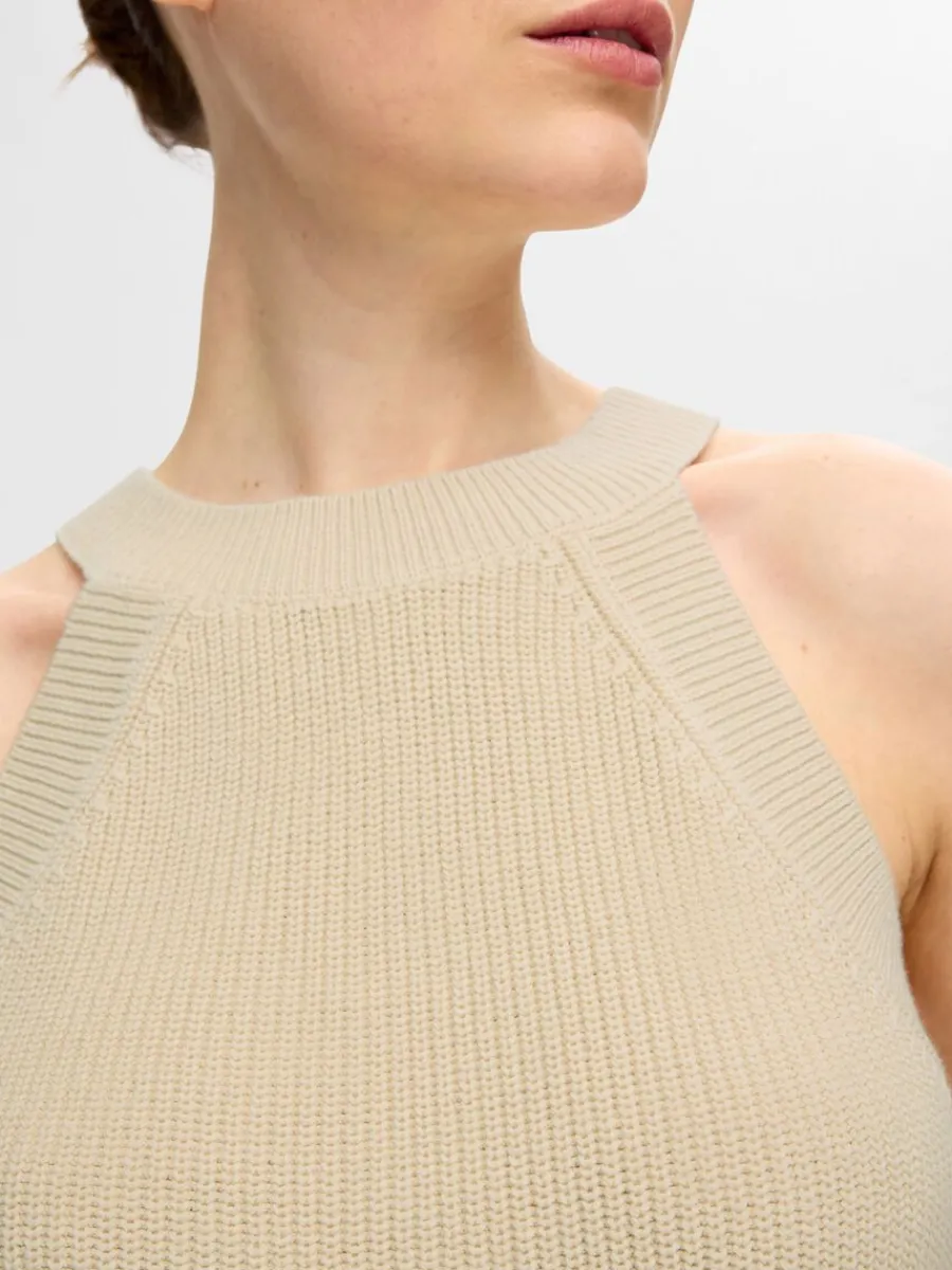 stickad_halterneck_topp_3-1.webp SELECTED STICKAD HALTERNECK TOPP Beige Best Sale