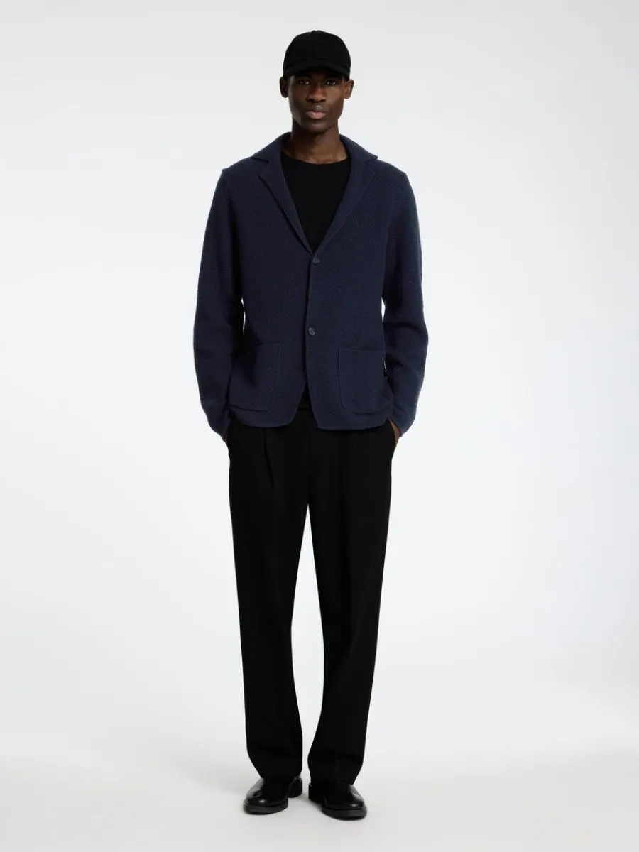 stickad_kavaj_1.webp SELECTED STICKAD KAVAJ Blue Sale