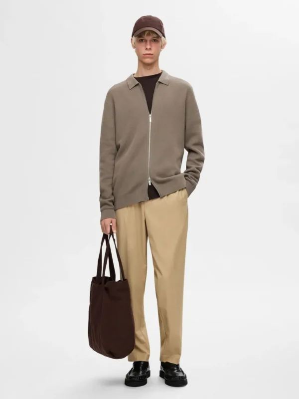 SELECTED STICKAD KOFTA MED BLIXTLÅS Brown Online