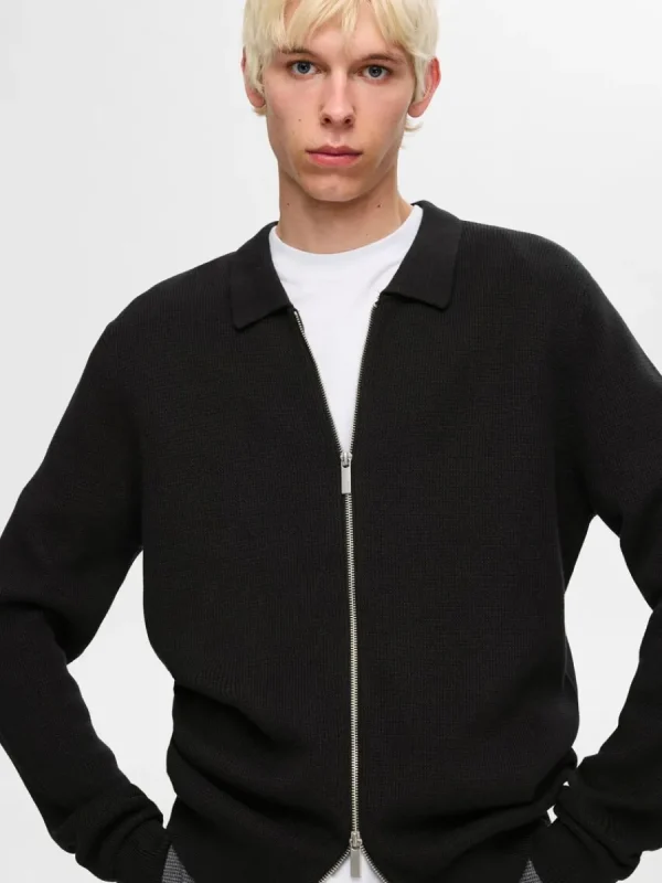 SELECTED STICKAD KOFTA MED BLIXTLÅS Black New