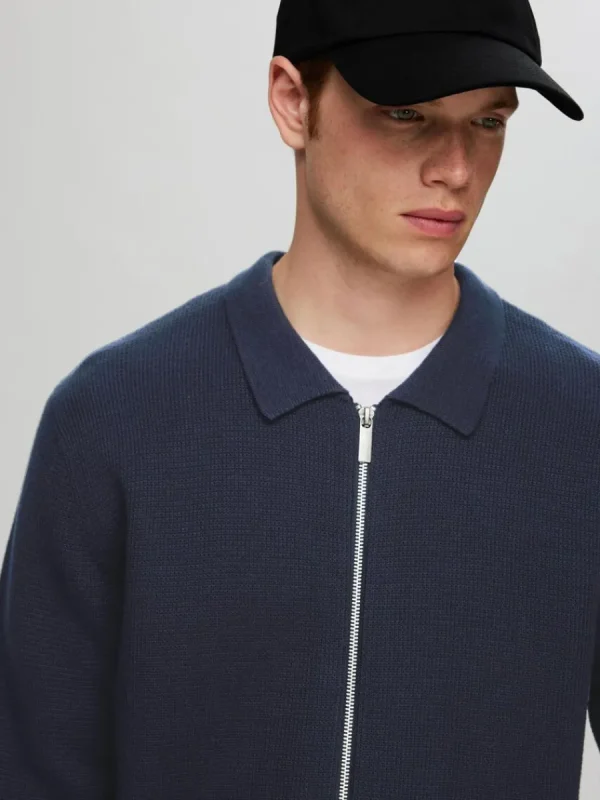 SELECTED STICKAD KOFTA MED BLIXTLÅS Blue Cheap