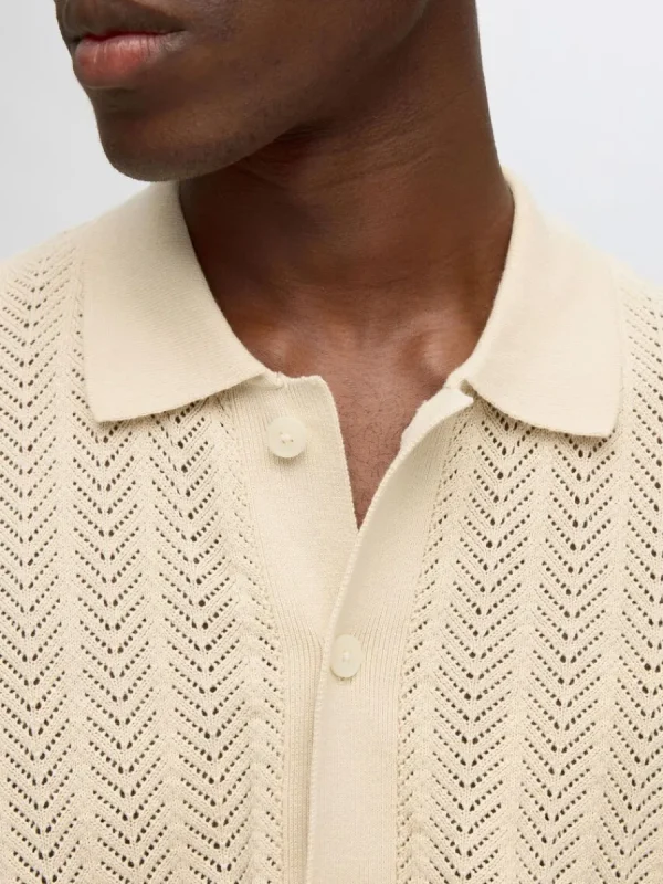 SELECTED STICKAD KORTÄRMAD SKJORTA Beige Outlet