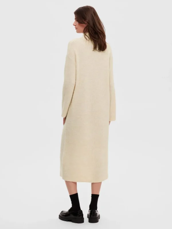 SELECTED STICKAD MAXIKLÄNNING Beige Flash Sale