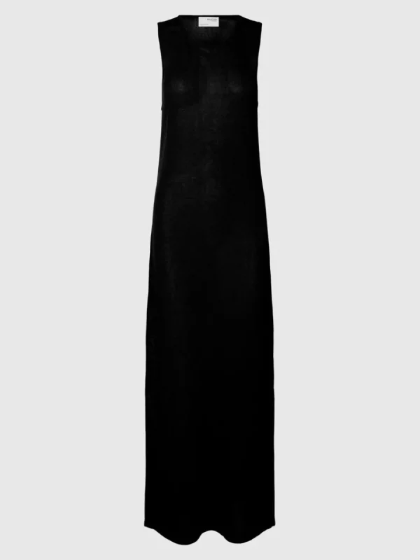 SELECTED STICKAD MAXIKLÄNNING Black Cheap