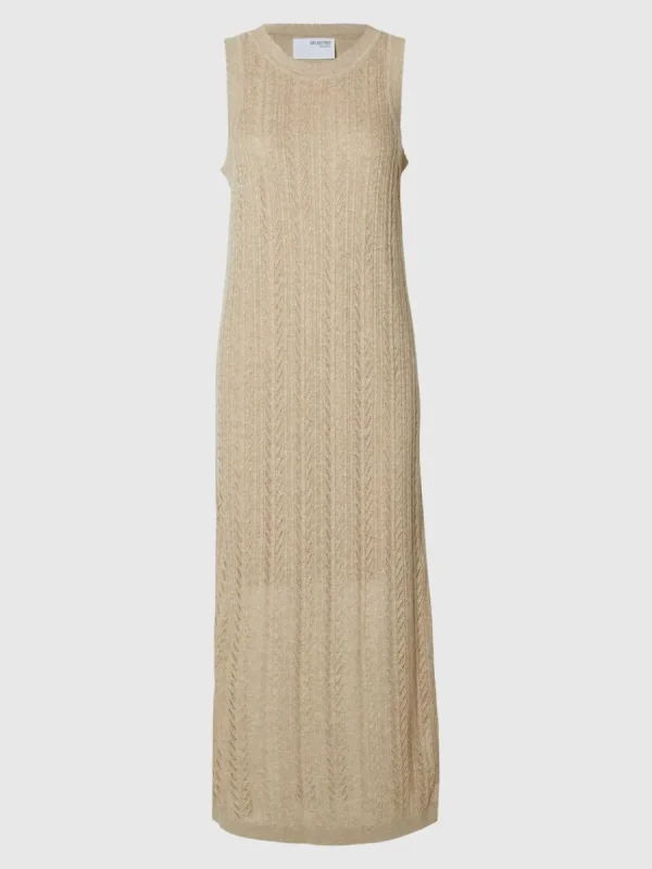 SELECTED STICKAD MAXIKLÄNNING Beige Discount