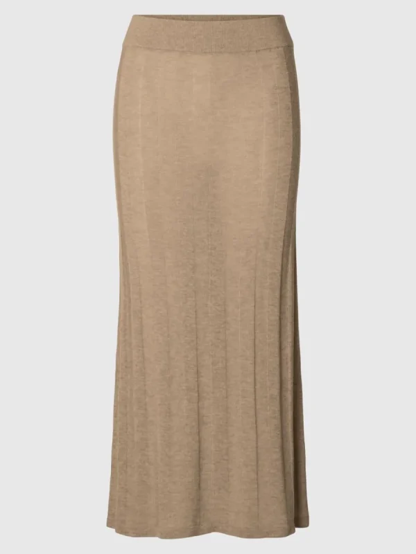 SELECTED STICKAD MIDIKJOL Beige Cheap