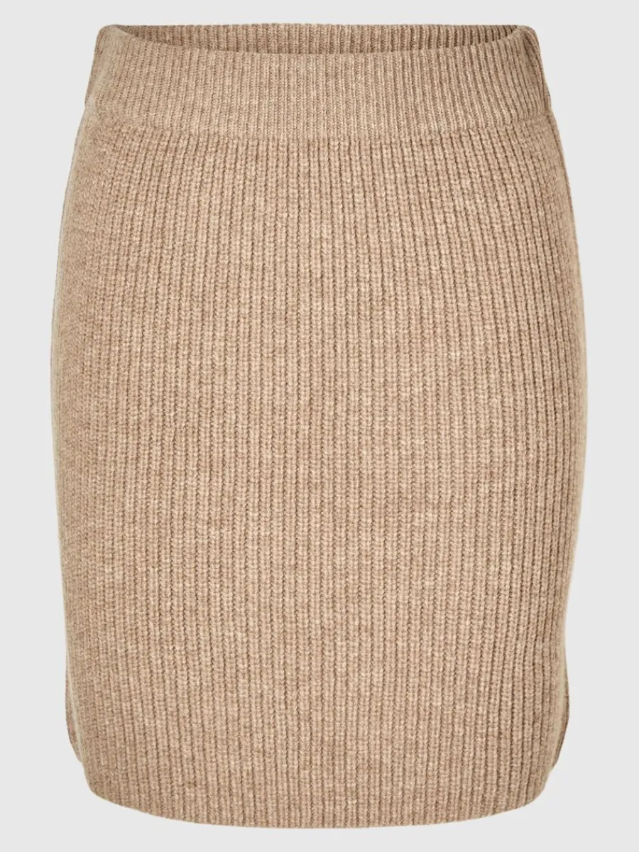 stickad_minikjol_0-1.webp SELECTED STICKAD MINIKJOL Brown Discount